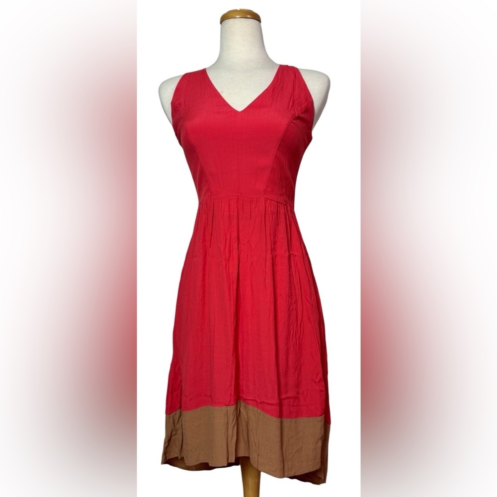 Anthropologie La Vi by Sam & Lavi Cece High-Low Hem Coral Tan Tank V-Neck XS NWT